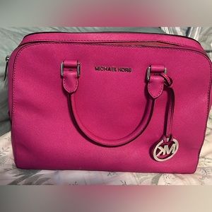 Michael kors hot pink leather tote